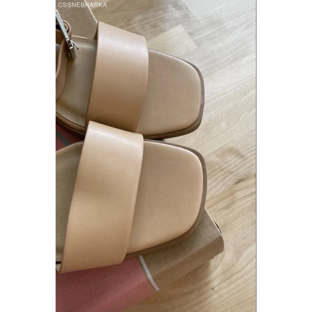 City Classified Beige‎ womens lock heel sandals - Size 10